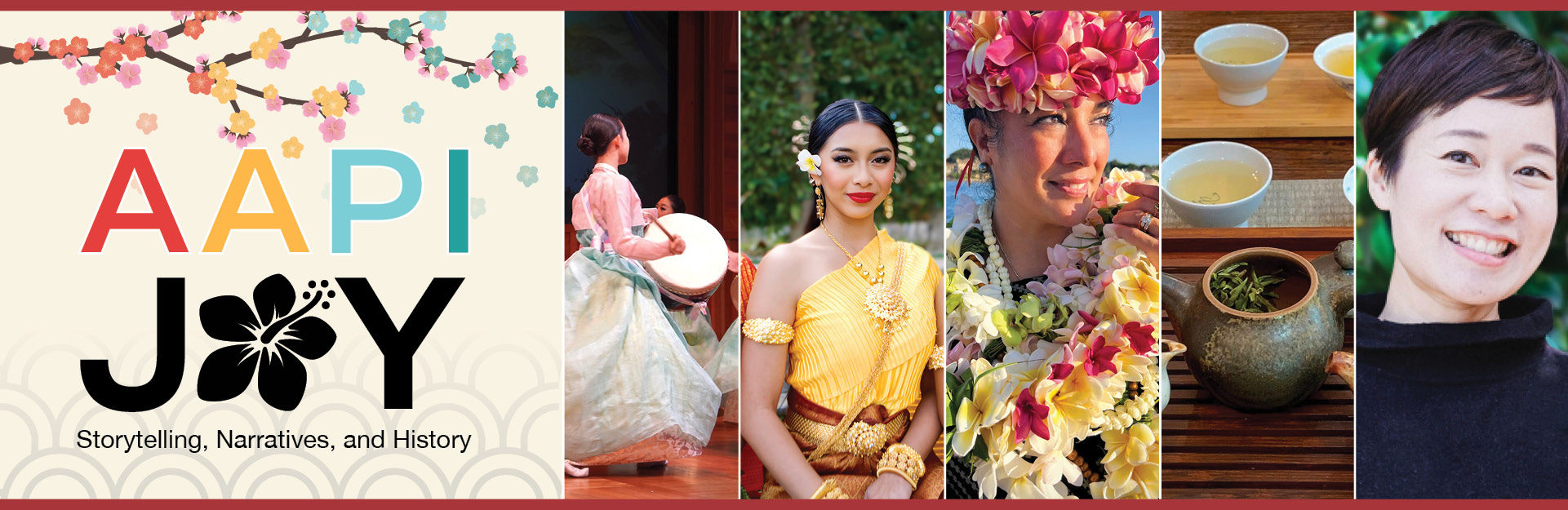 An illustrated butterfly over a multicolored background. 'AAPI Joy'.