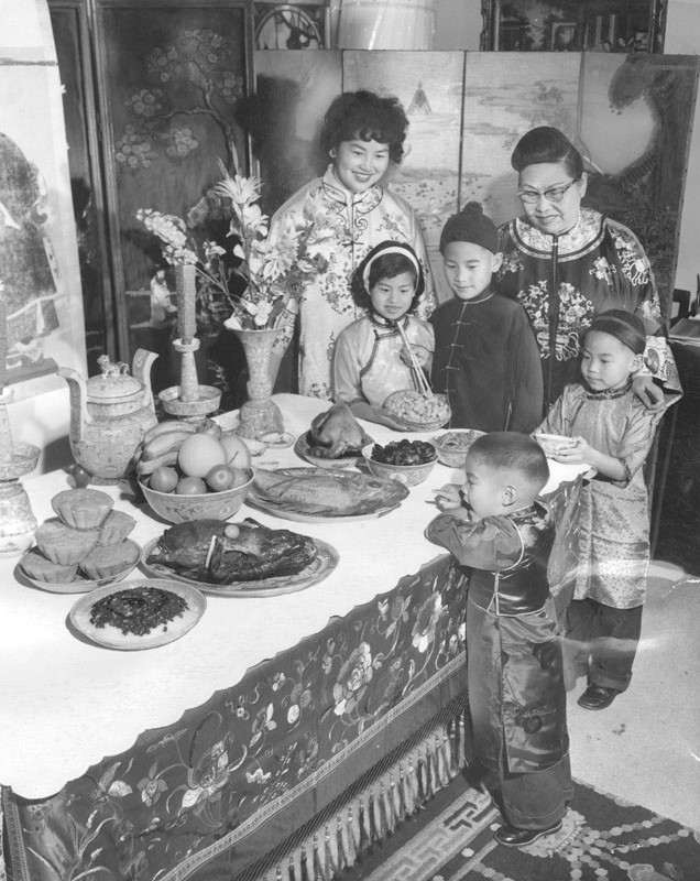 The Wong family prepares to enjoy a traditional Chinese New Year’s feast