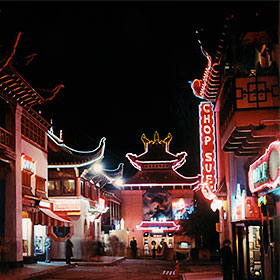 Chinatown Central Plaza by night, circa 1940
