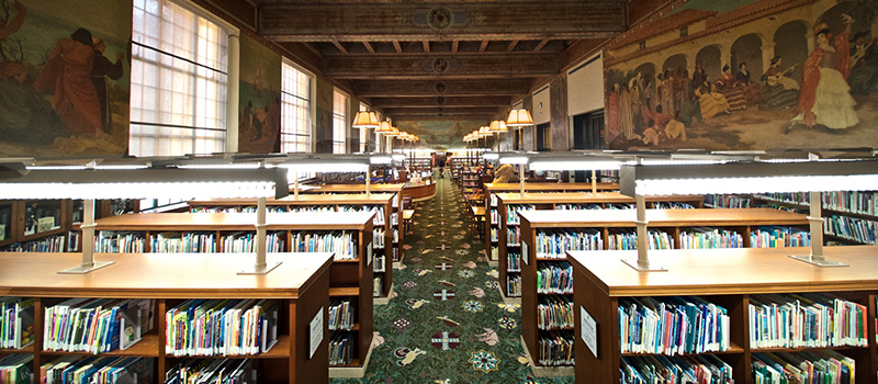 a view of the children's literature reading room and collections