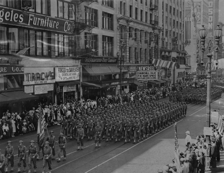 Frank K. Carothers leads the Monrovia City Band in a 4th of July parade in Monrovia.