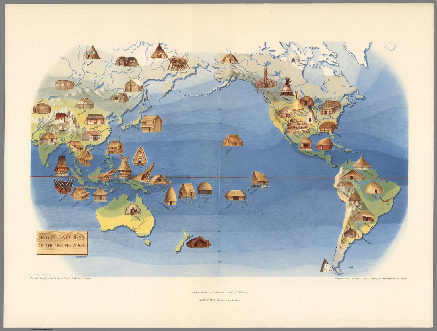 Pictorial Map: Native Dwellings of the Pacific
