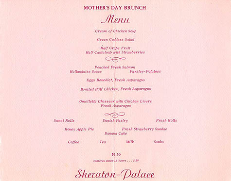 mothers day menu 1967