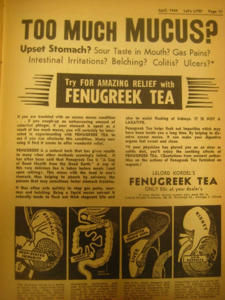Advertisement for Fenugreek Tea