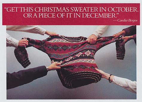 photo of hands grabbing a sweater in different directions