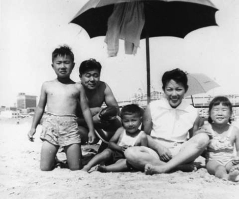 The Okada family of Wilmington, California, enjoy a day on the beach at Magnolia Pier in Long Beach