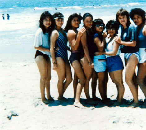 Friends and family spend the day at the beach in Santa Monica, 1983