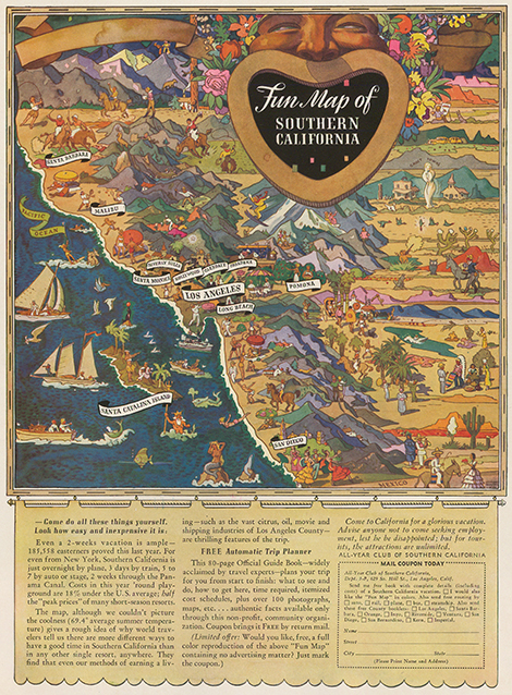 Colorful Fun Map of Southern California