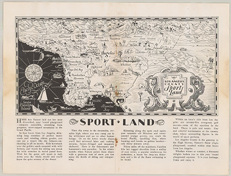 vintage map of places to ski near Los Angeles