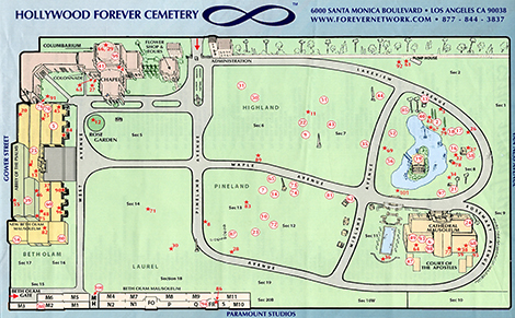 map of Hollywood Forever cemetery
