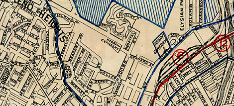 Old Calvary/Hebrew doc Turn of the century map showing old Calvary and Hebrew Cemetery