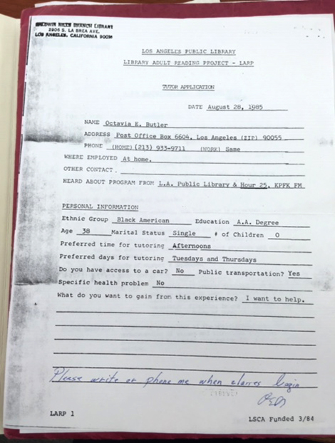 Butler’s volunteer application