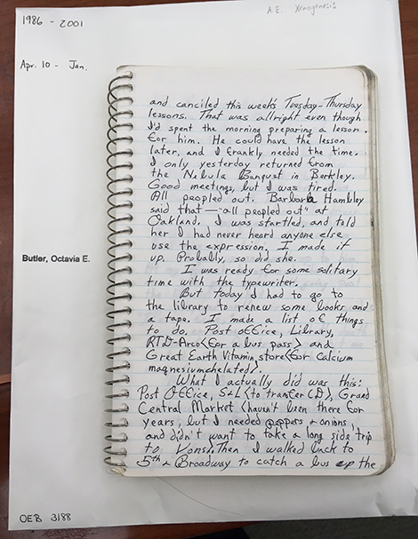 Butler’s journal entry about the Library Fire