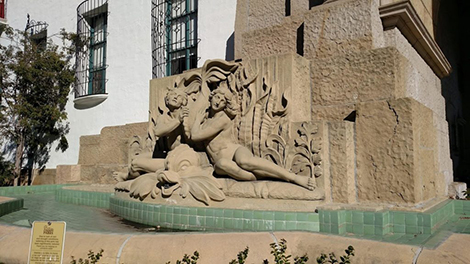  sandstone fountain sculpture entitled “Spirit of the Ocean.”