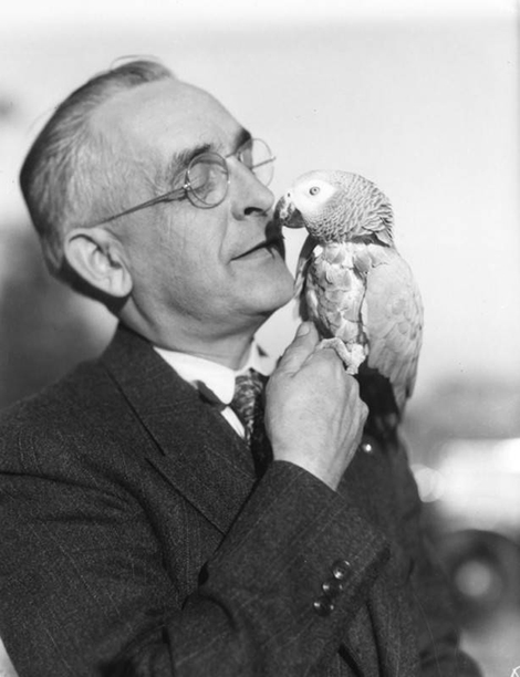Man with parrot