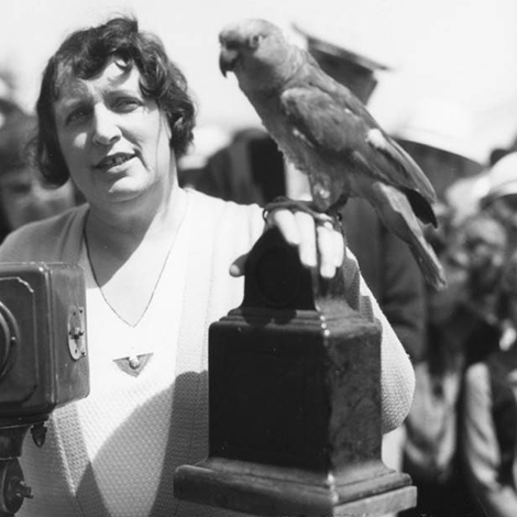 women with parrot