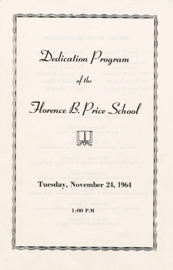 Dedication program for the opening of the Florence B. Price Elementary School