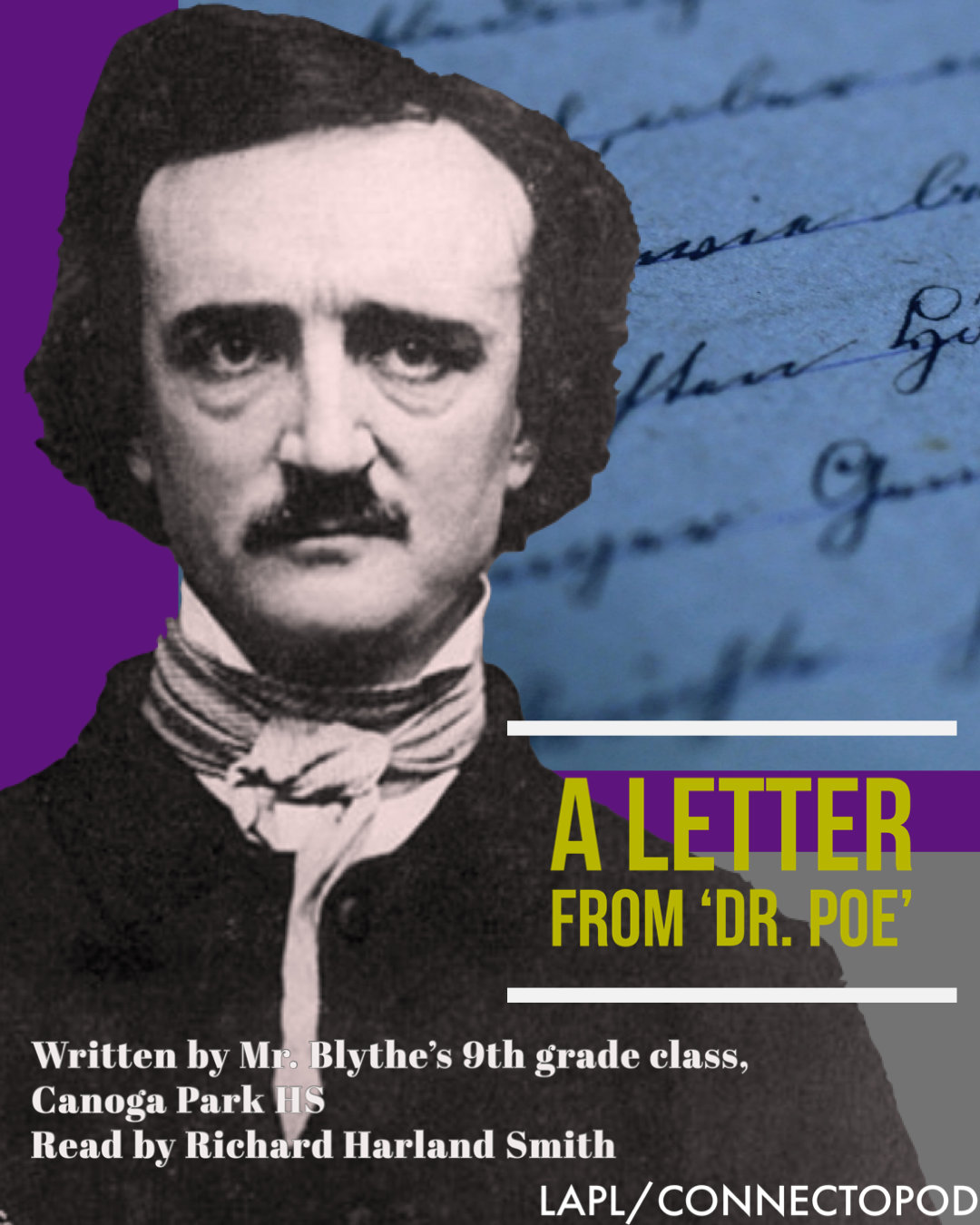 Edgar Allan Poe with letter and graphic colors
