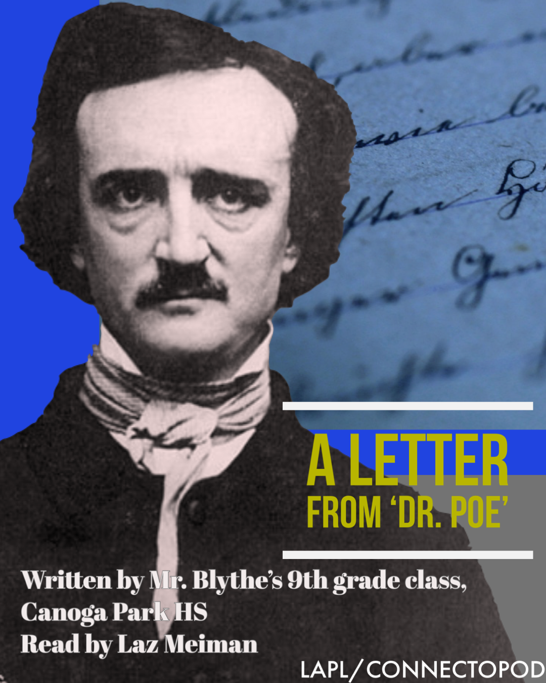 Edgar Allan Poe with letter and graphic colors