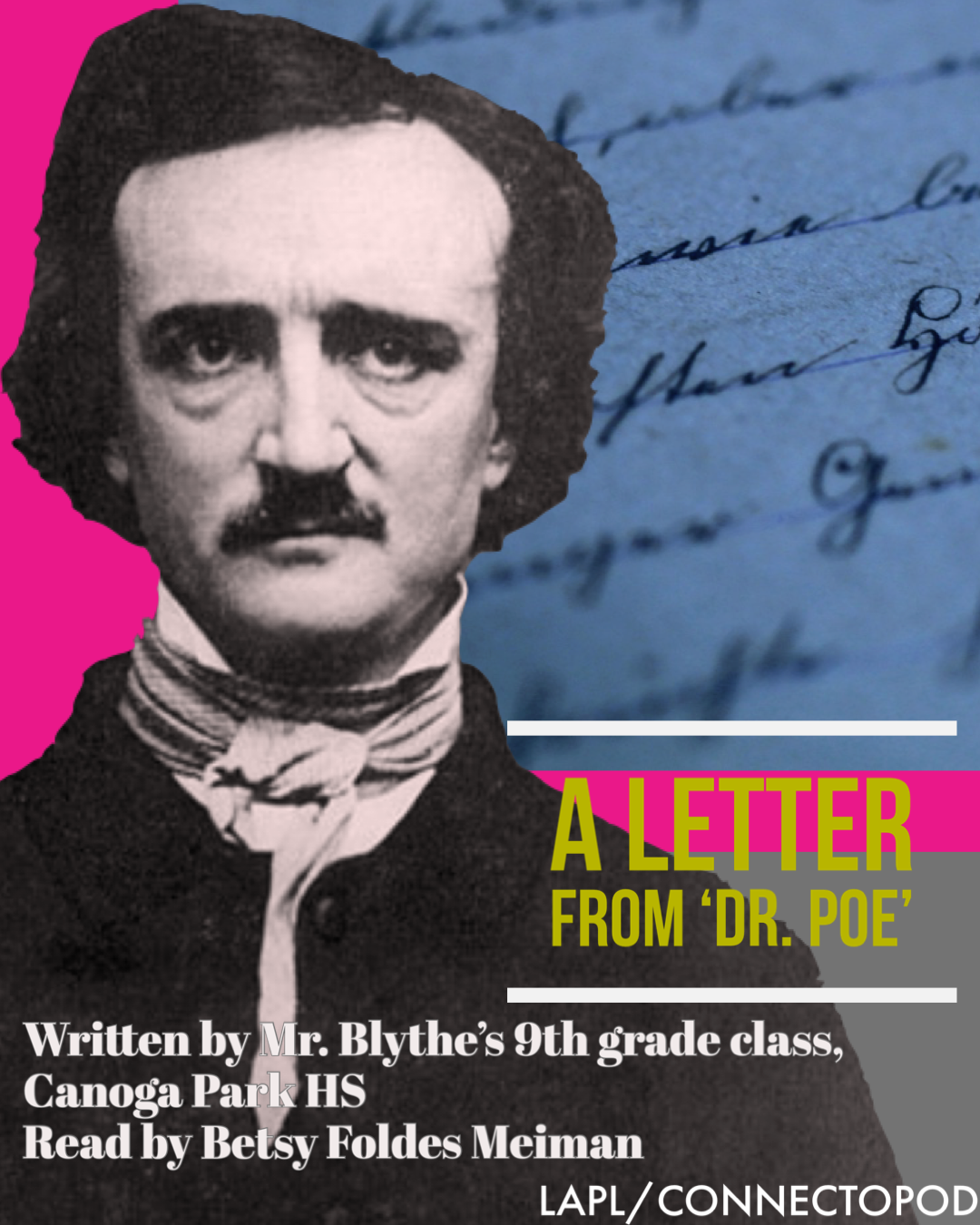Edgar Allan Poe with letter and graphic colors