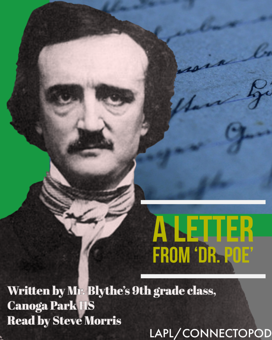 Edgar Allan Poe with letter and graphic colors