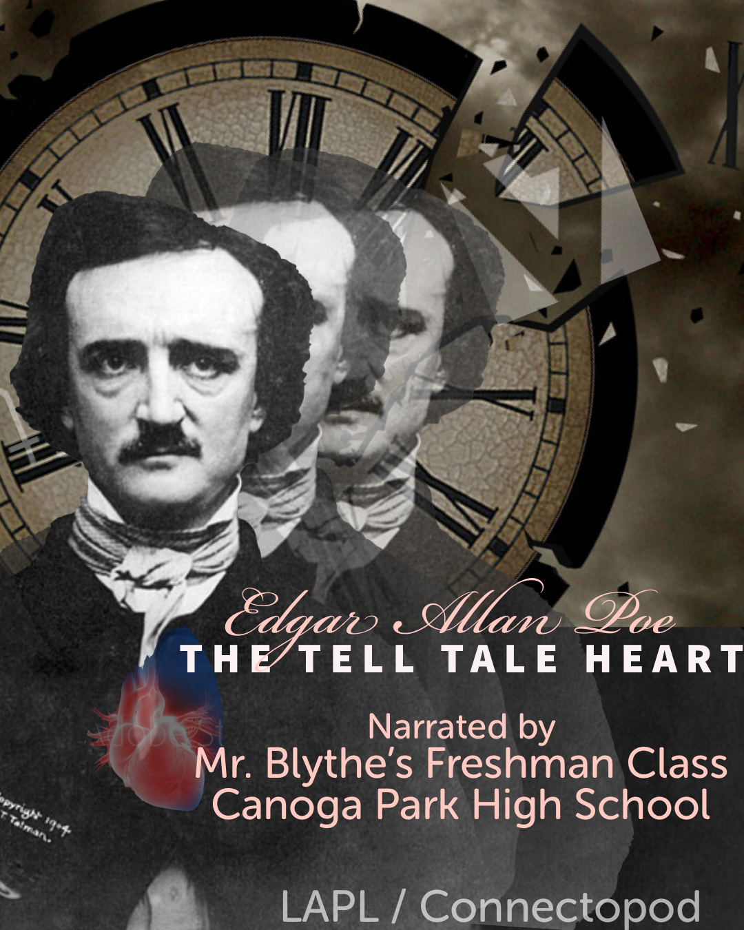 Edgar Allan Poe with letter and graphic colors