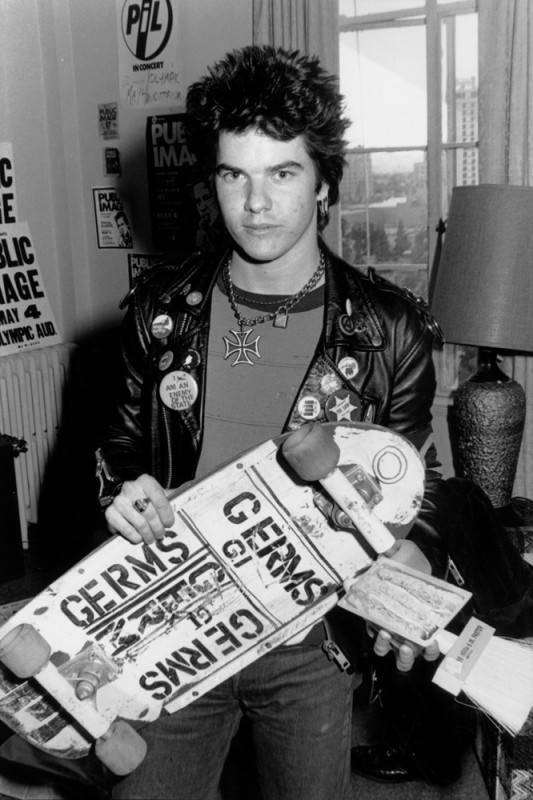 Darby Crash with skateboard