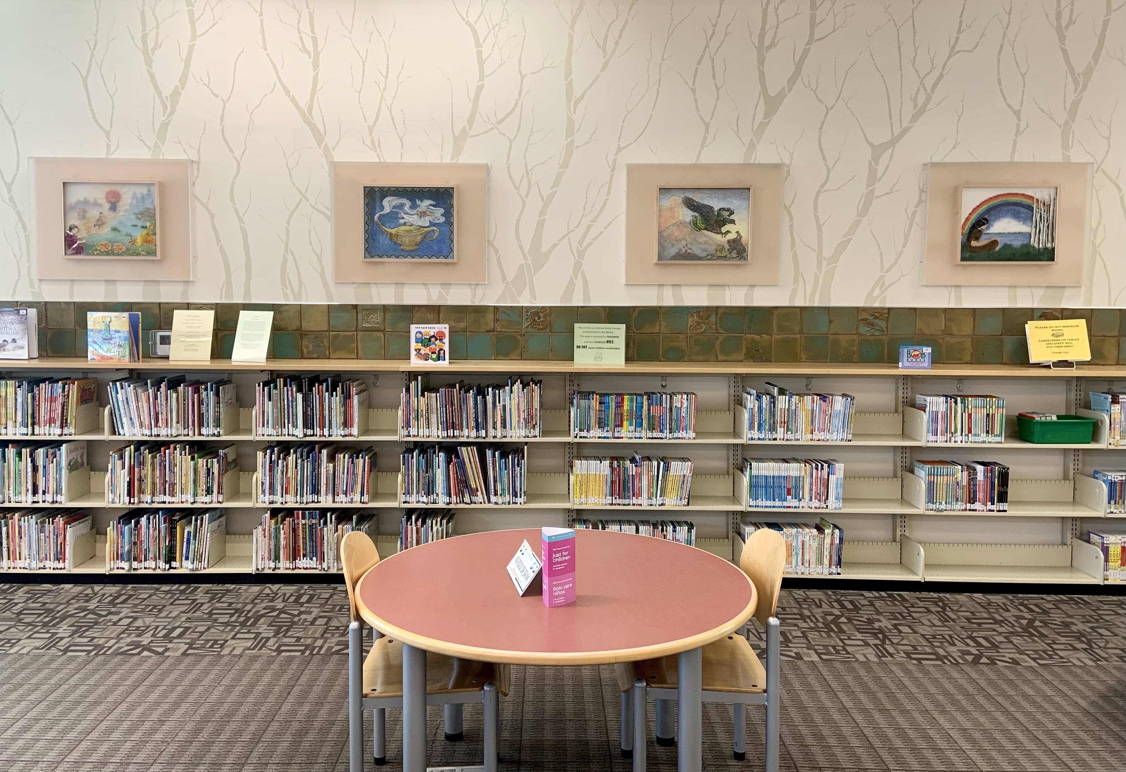 Cha-Rie Tang artwork and tiles installed in the Children’s Reading Area