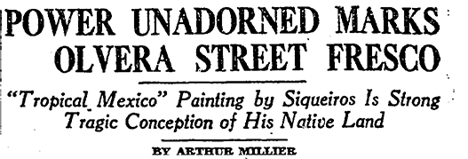 Headline for article by Arthur Millier, published October 16, 1932