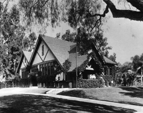 Tudor Revival style of the original Hollywood Branch located at 6357 Hollywood Blvd [circa 1917]. 