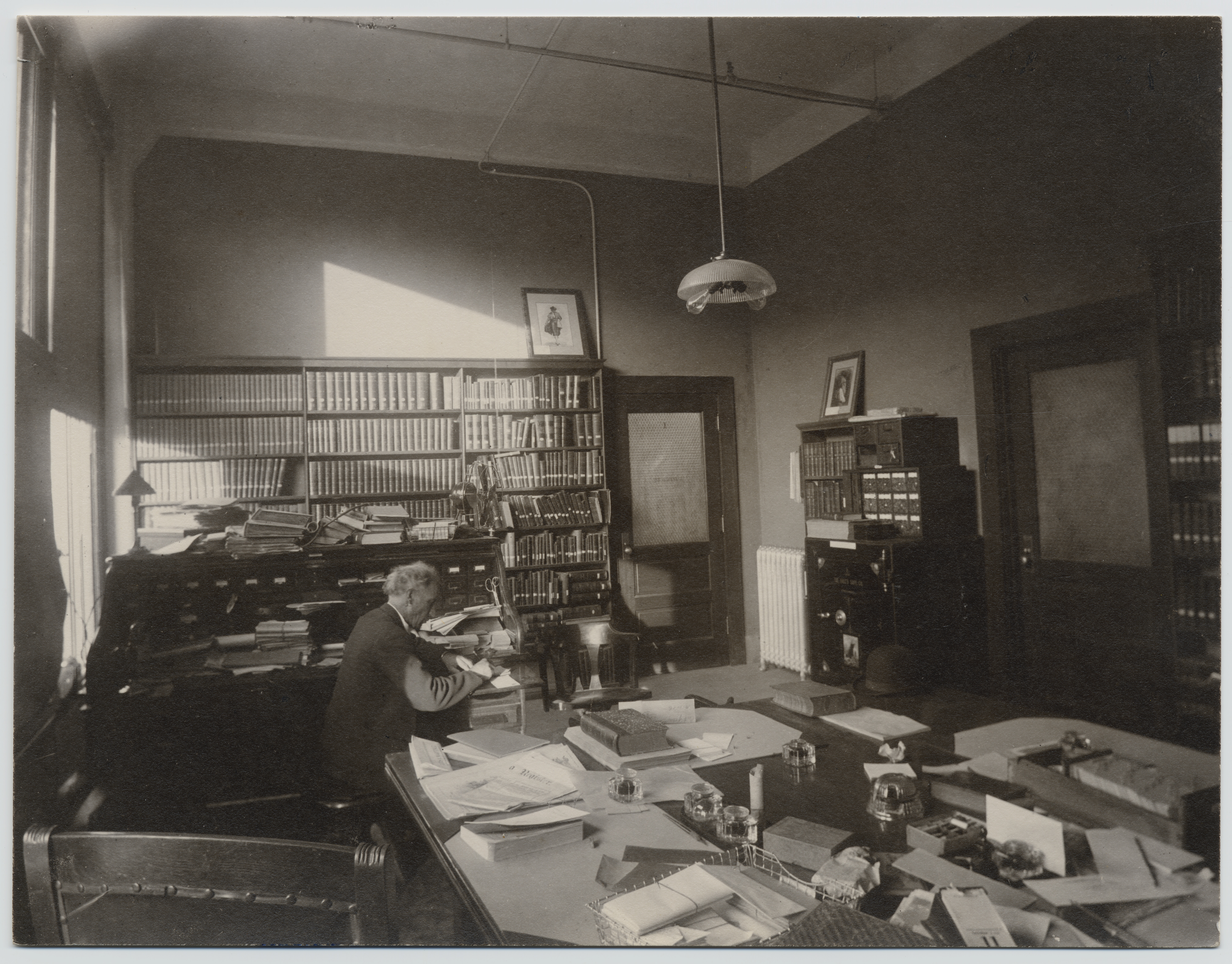 City Librarian Charles Fletcher Lummis in his office at the Los Angeles Public Library