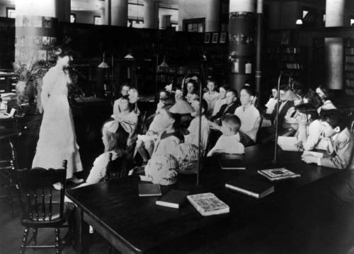 Children at the Main Library located on the third floor of the Hamburger Building