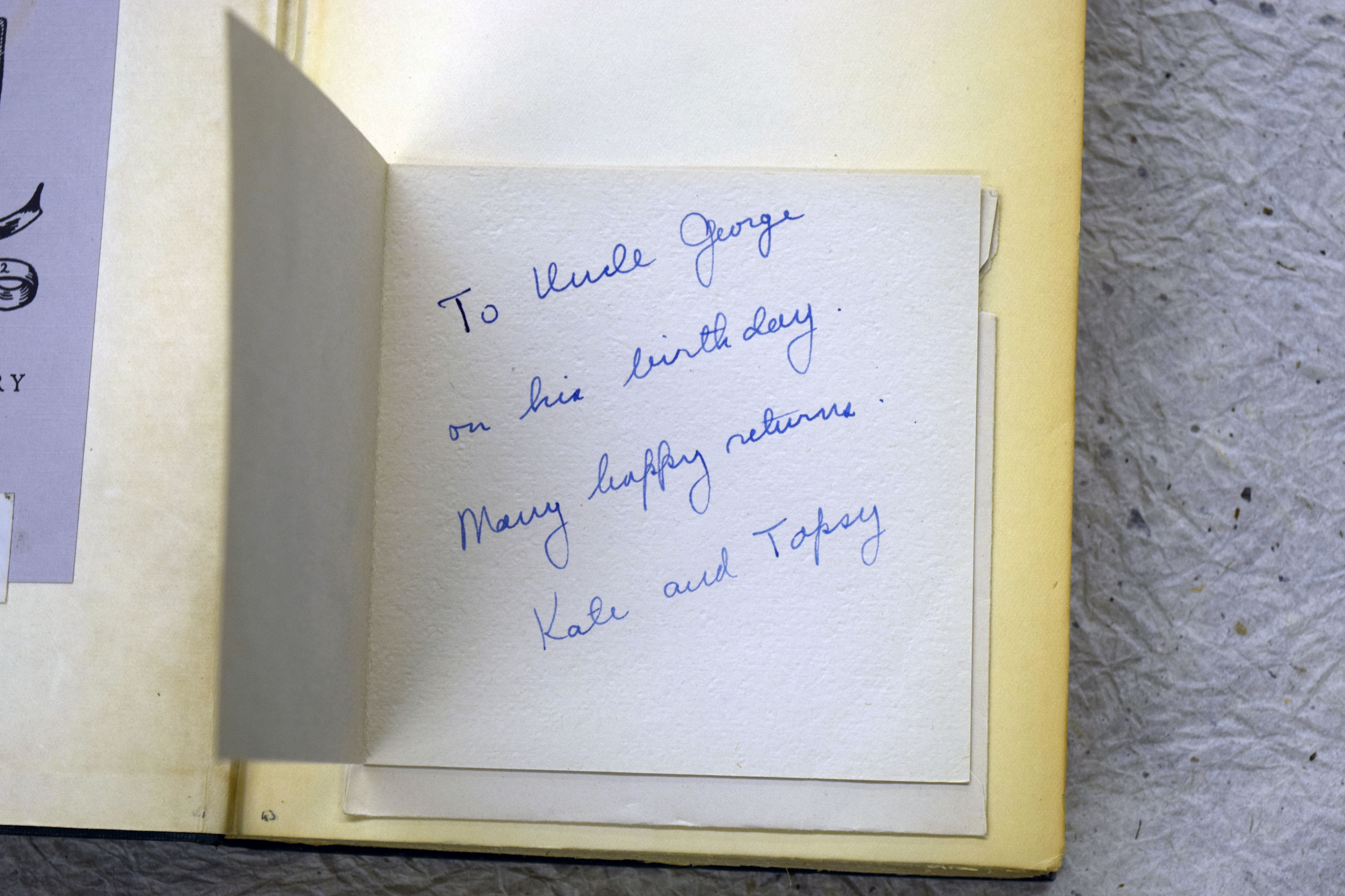 birthday card found inside a copy of Reminiscences of a Ranger.