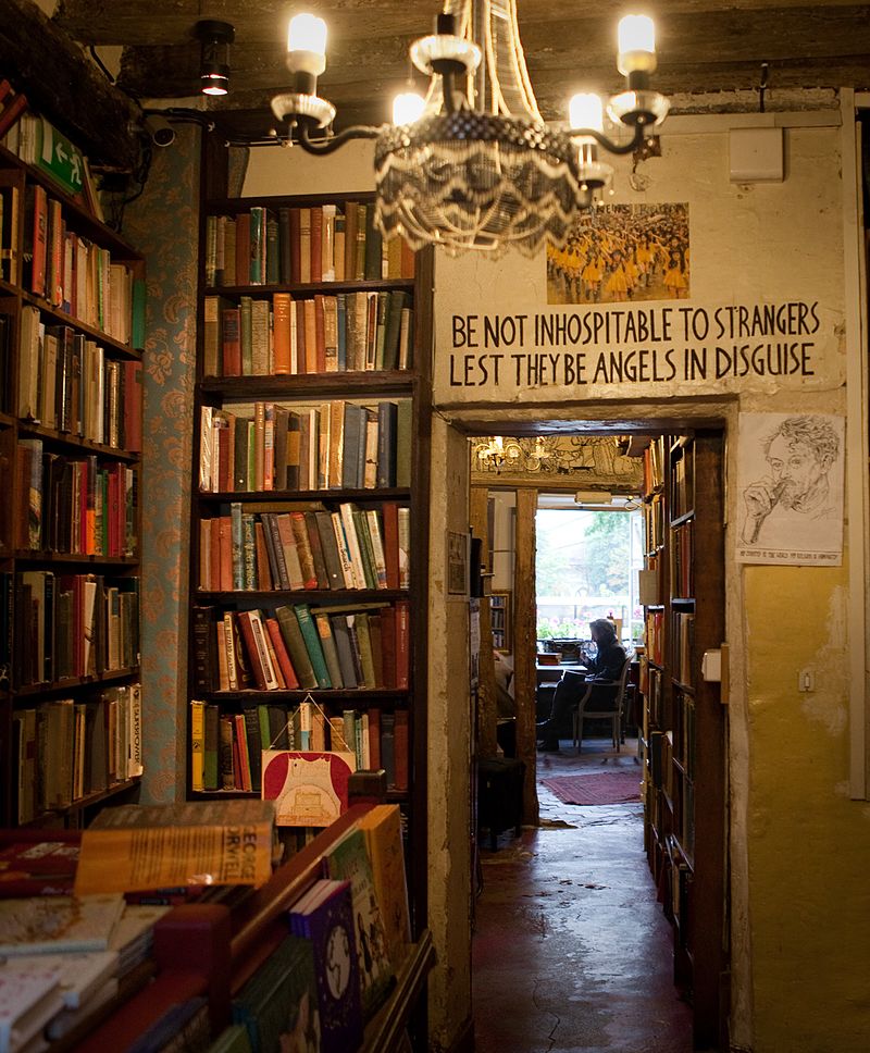 Shakespeare and Company, entrance to reading library, [2015].