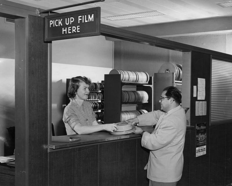 film desk in the Audio-Visual Department of Los Angeles Public Library’s Central Library