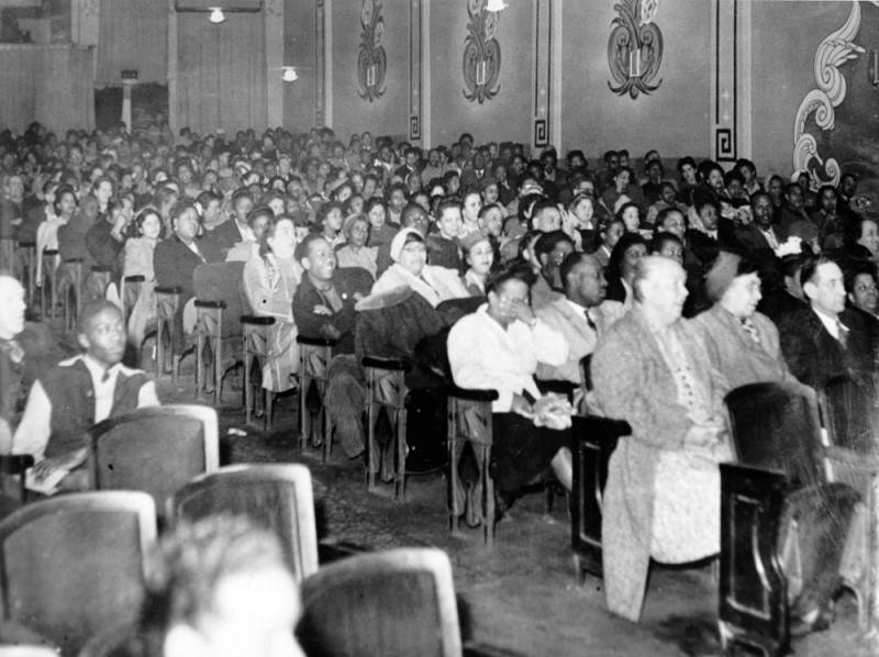 Audience in a movie theater around 1950
