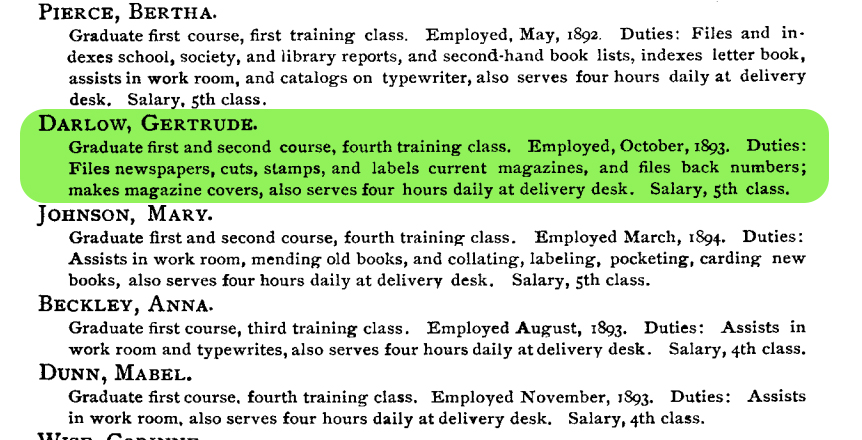 Detail of attendant duties listed in 1893-94 Annual Report of the Board of Directors of the Los Angeles Public Library and Report of the Librarian