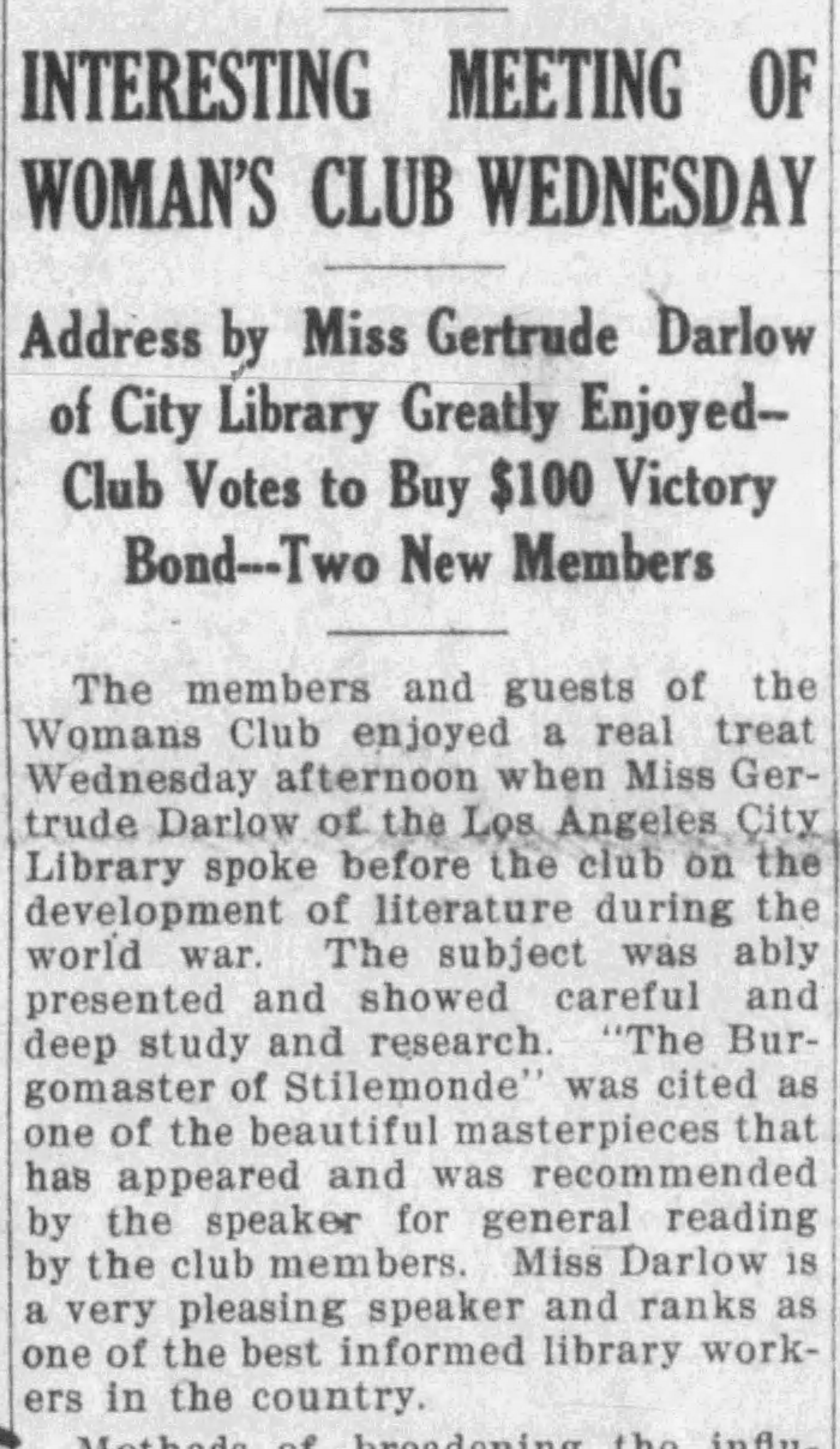 The Van Nuys News [May 2, 1919] paper clipping