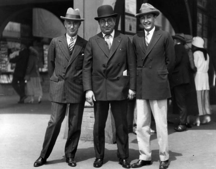 Group photo of Harry Rapf, Louis B. Mayer and Irvine Thalberg