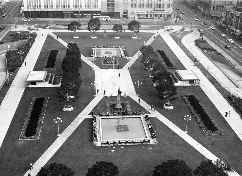  The view of Pershing Square taken from a neighboring building