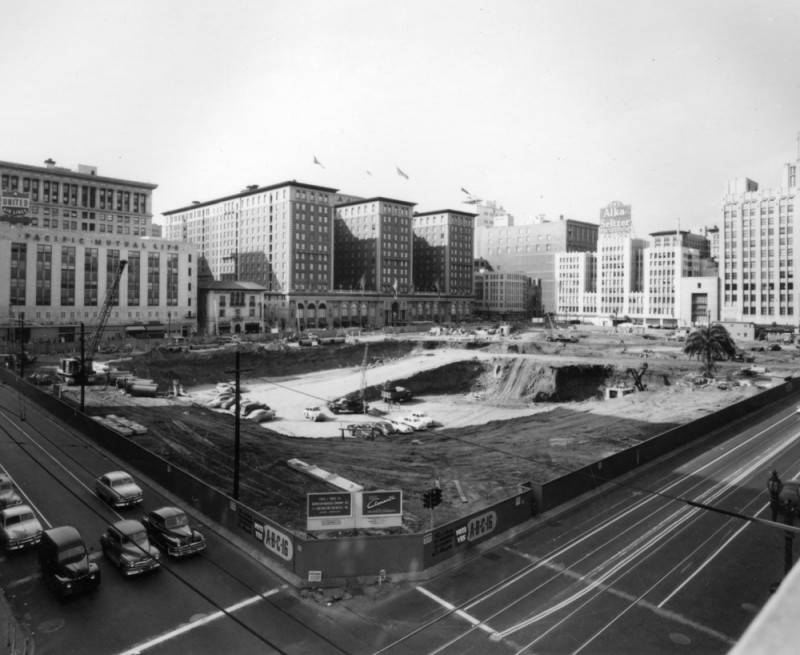 Parking garage excavation, Pershing Square