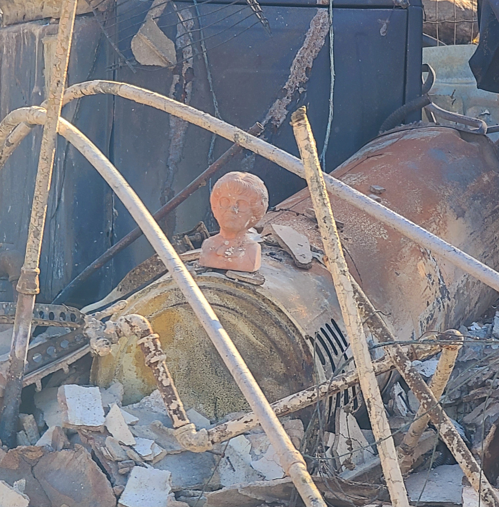 Moving closer with Sophia perched on the water heater