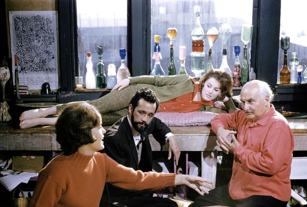 Jean Varda aboard his houseboat with Alfonso Pardiñas
