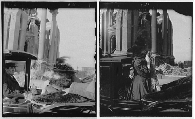 Bernhardt touring the ruins of San Francisco