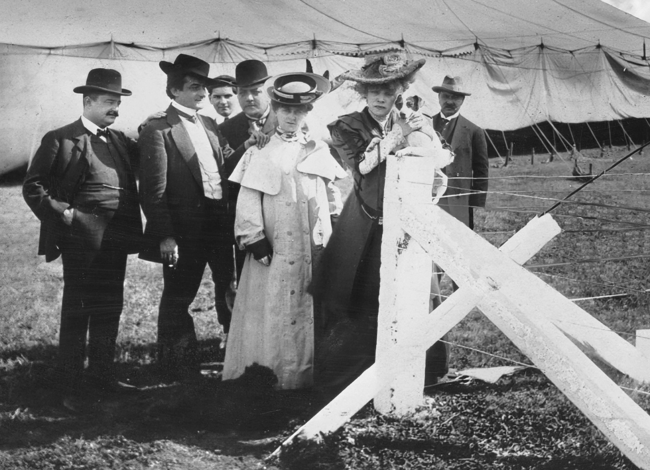 Bernhardt, her acting company and business associates outside her tent in Texas
