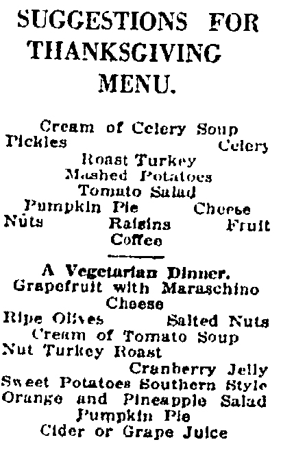 100 Thanksgiving menu
