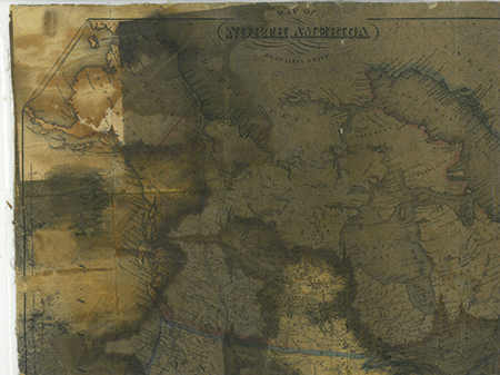 Burned map. Map of North America by Calvin Smith, 1852