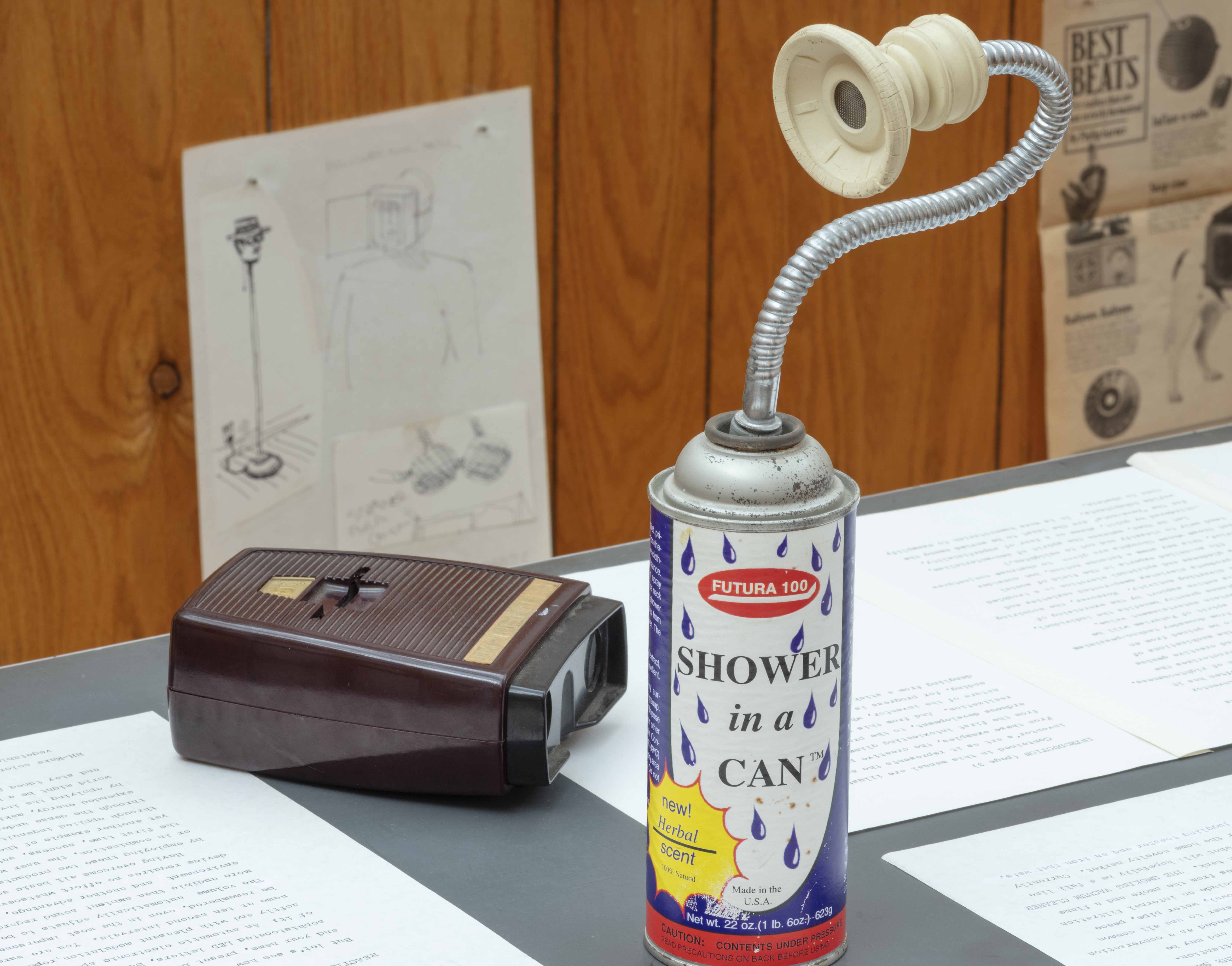 Aluminum can, plastic shower head