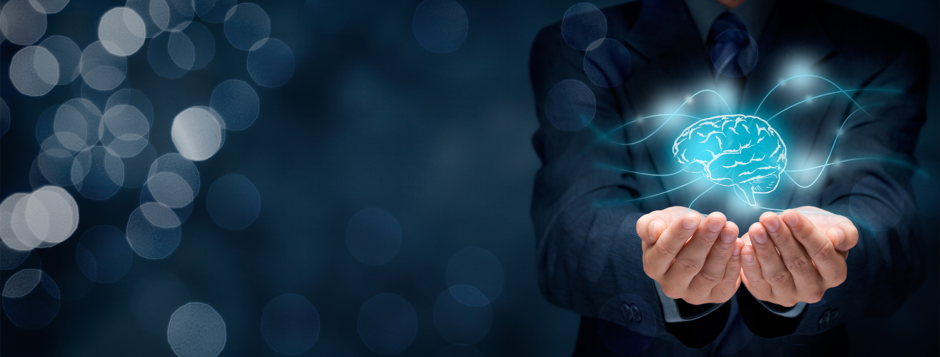 hands holding a brain representing intellectual property