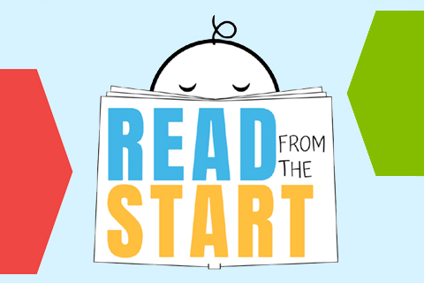cartoon baby with text that says, Read From the Start